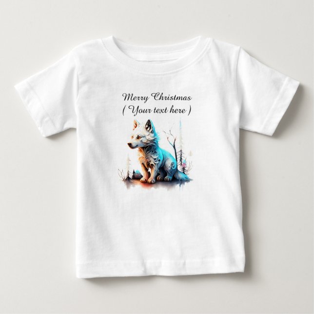 Kleiner Wolf im Wald Baby T-shirt (Vorderseite)