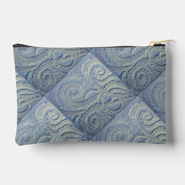 Kleiner Zipperblau-Brokade Zubehör Beutel (Rückseite)