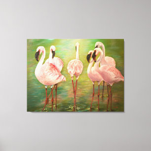 Kleinere Flamingos malen Kunst Leinwanddruck