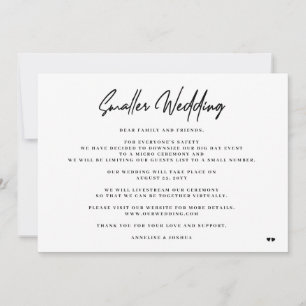 Kleinere Hochzeit elegante minimale Verkleinerung Ankündigung