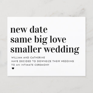 Kleinere Hochzeit, gleiche Liebe, Typografie Verkl Ankündigungspostkarte