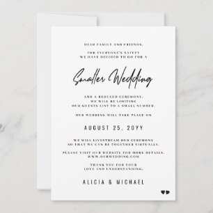Kleinere Hochzeit moderne minimale Zeremonie Ankündigung