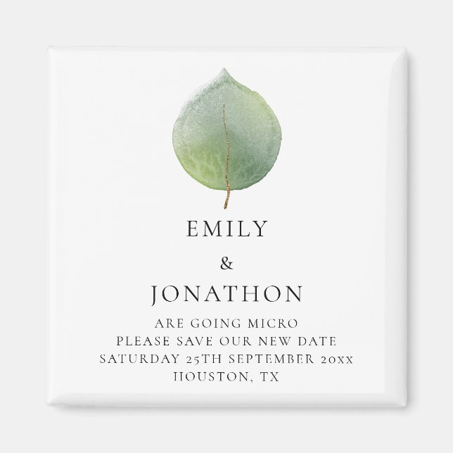 Kleinere Hochzeiten Eukalyptus Save the Date Magnet (Vorne)