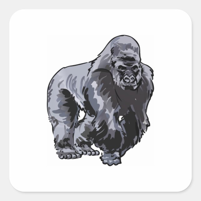 KLEINERE SILVERBACK GORILLA QUADRATISCHER AUFKLEBER (Vorderseite)