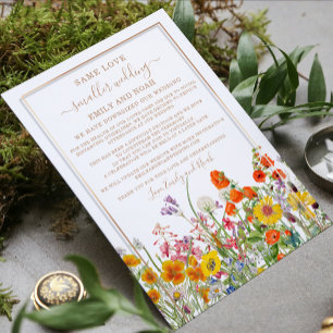 Kleinere verkleinerte Hochzeit Bunte Wildblumen Einladung