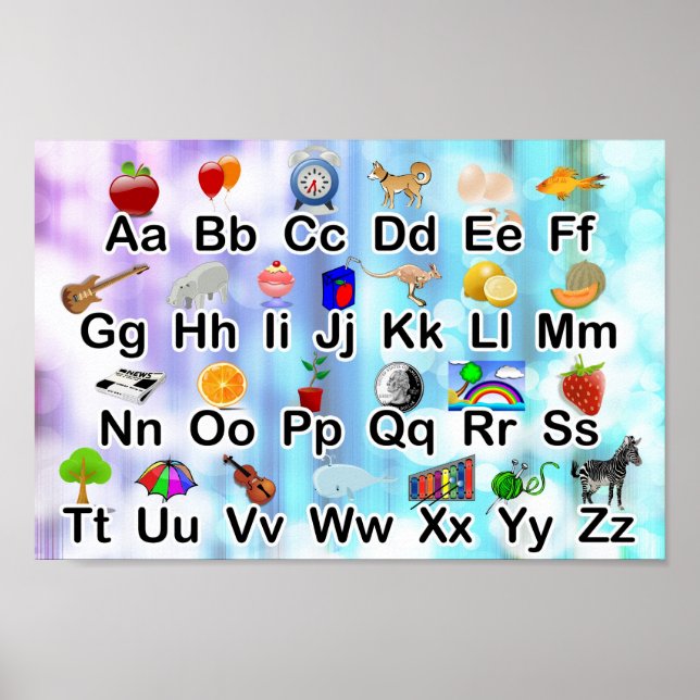 Kleines ABC Alphabet Poster mit elementarer Grafik (Vorne)