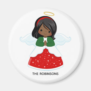 Kleines afroamerikanisches Mädchen Weihnachtsengel Magnet