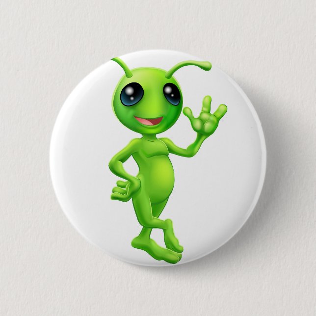 Kleines alien des grünen Mannes Button (Vorderseite)