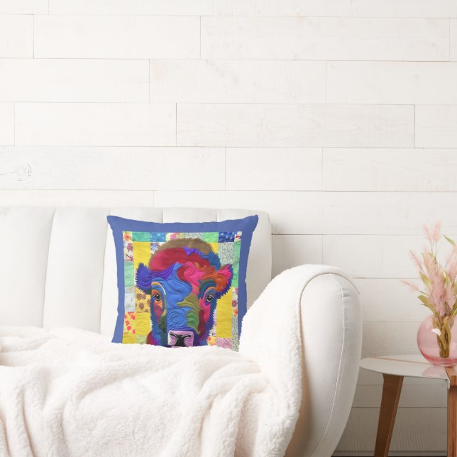 Kleines Baby Bison quilt wie Design Kissen (Liege)