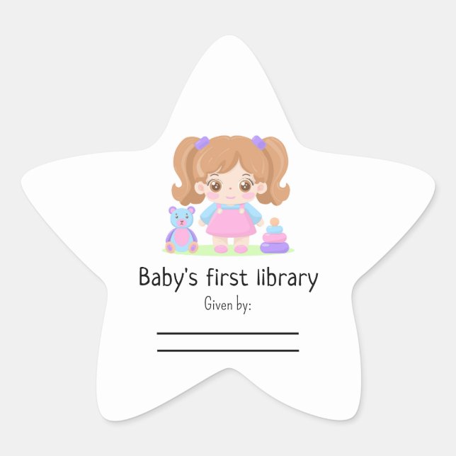 Kleines Baby - Erste Bücherei des Babys Stern-Aufkleber (Vorderseite)