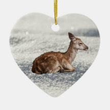 Kleines Baby-Hirsch in Schnee Keramik Baum Dekorat