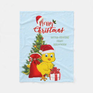 Kleines Baby Hühnchen Weihnachten Fleecedecke