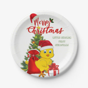 Kleines Baby Hühnchen Weihnachten Pappteller
