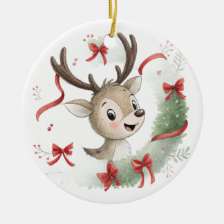 Kleines Babyhirsch-Weihnachten, süßes Hirschkalb Keramik Ornament