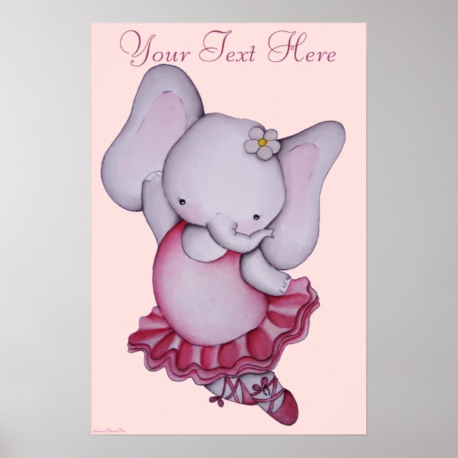 Kleines Ballerina Elephant Poster für Kinder (Vorne)