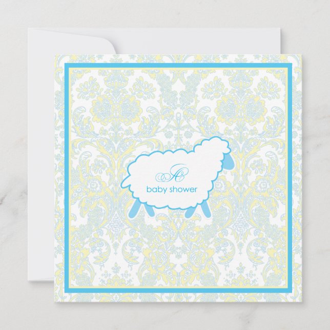 Kleines Blau der Lamm-Babyparty-Einladungs-| Einladung (Vorderseite)