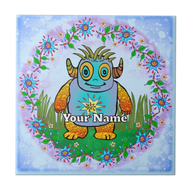 Kleines blaues Monster Fliese (Vorderseite)