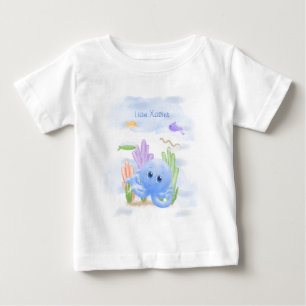 Kleines blaues Oktopus-Baby-T-Shirt Baby T-shirt