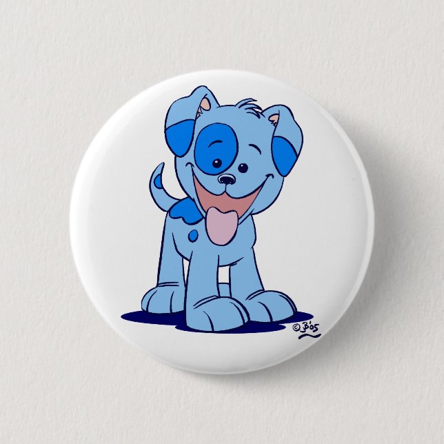 Kleines blaues Welpenknopf-Abzeichen Button (Vorderseite)