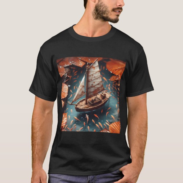 Kleines Boot, KI-generierte Kunst T-Shirt (Vorderseite)