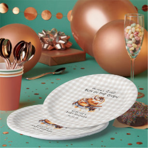 Kleines Brötchen im Ofen Baby Shower Pappteller