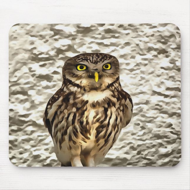Kleines Brown Barn Owl Kunstportrait Mousepad (Vorne)