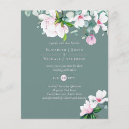 KLEINES BUDGET Rosa Magnolias Sage Eukalyptus Wedd Flyer