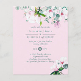 KLEINES BUDGET Rosa Magnolias Sage Eukalyptus Wedd Flyer