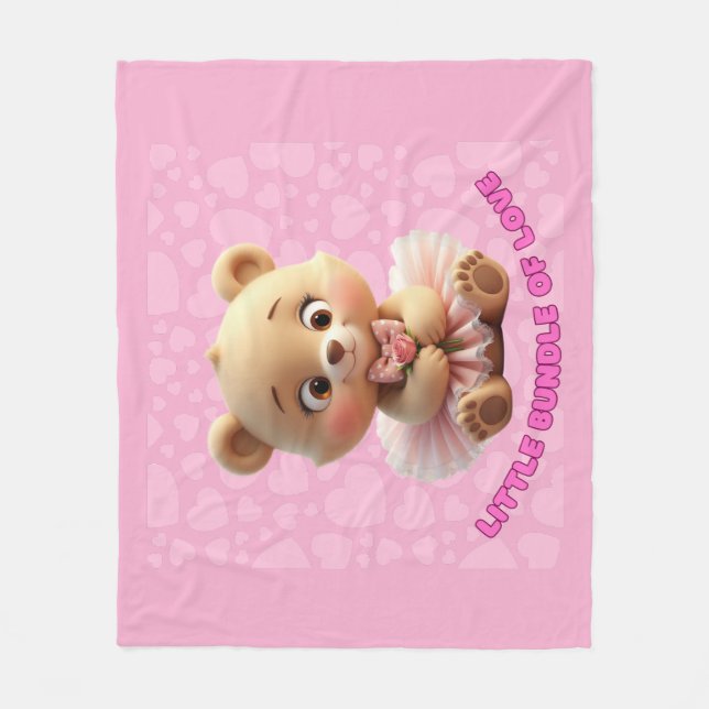 Kleines Bündel Liebe - Niedlicher Baby-Bär in Tutu Fleecedecke (Vorderseite)