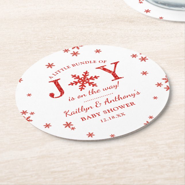 Kleines Bündel von freudlicher Weihnachtsdusche Runder Pappuntersetzer (Angewinkelt)