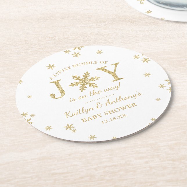 Kleines Bündel von freudlicher Weihnachtsdusche Runder Pappuntersetzer (Angewinkelt)