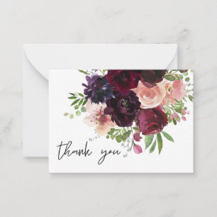 Kleines Burgund & Blush Floral Danke Karte 2
