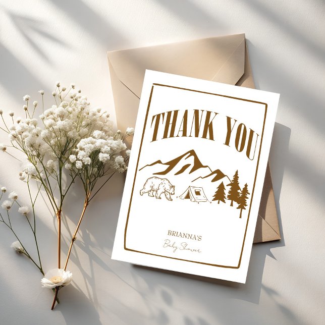 Kleines Camper Abenteuer Boho Babydusche Dankeskarte (Little camper adventure awaits boho baby shower thank you cards terracotta modern sketch cards)
