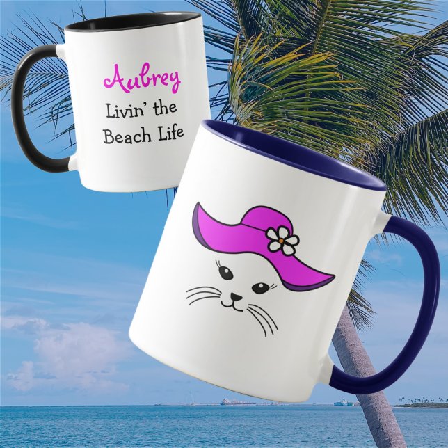 Kleines Cat Beach Girl Tasse (Von Creator hochgeladen)