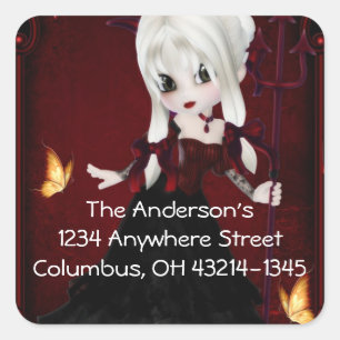kleines Cookie Devil Girl Design 2 Quadratischer Aufkleber