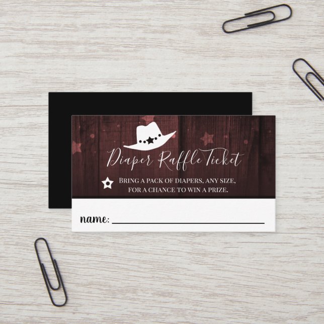 Kleines Cowboy Baby Duwer Windel Raffle Ticket (Vorderseite/Rückseite Beispiel)