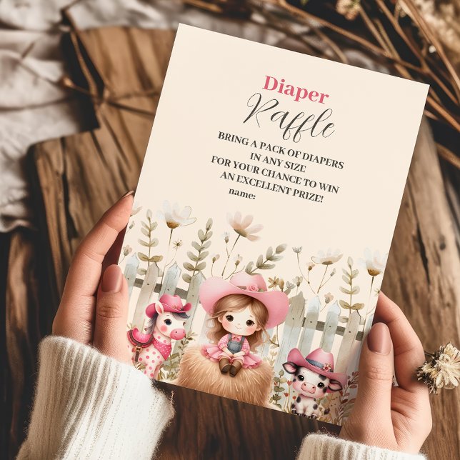 Kleines Cowgirl auf dem Weg Diapper Raffle Begleitkarte (Von Creator hochgeladen)