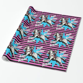 Kleines Cowgirl-laufendes Pferdealles Gute zum Geschenkpapier