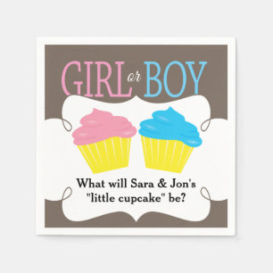 Kleines Cupcake Pink oder Blue Gender Reveal Party Serviette