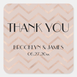 Kleines Dankeschön Rose Gold Zickzack Hochzeitstic Quadratischer Aufkleber