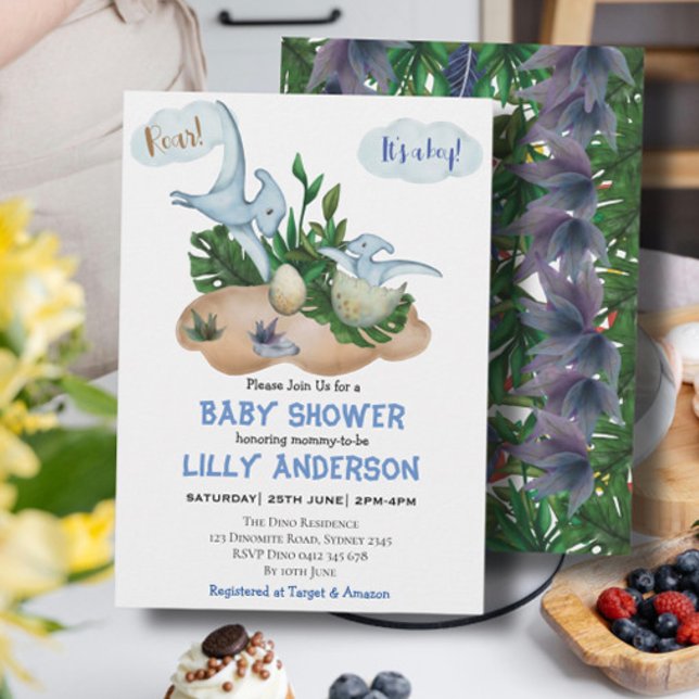 Kleines Dinosaurier-Party! Brüllen! Babyparty Einladung (Von Creator hochgeladen)