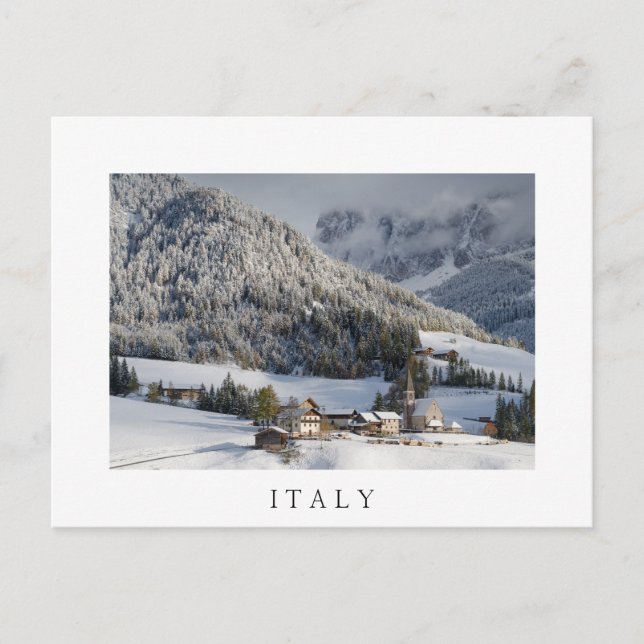 Kleines Dorf im Schnee in "Italien" Postkarte (Vorderseite)