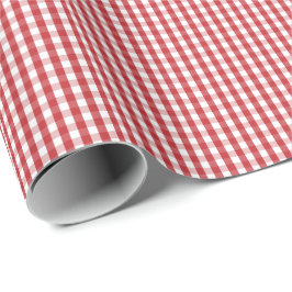 Kleines dunkelrotes und weißes Gingham-Packpapier Geschenkpapier