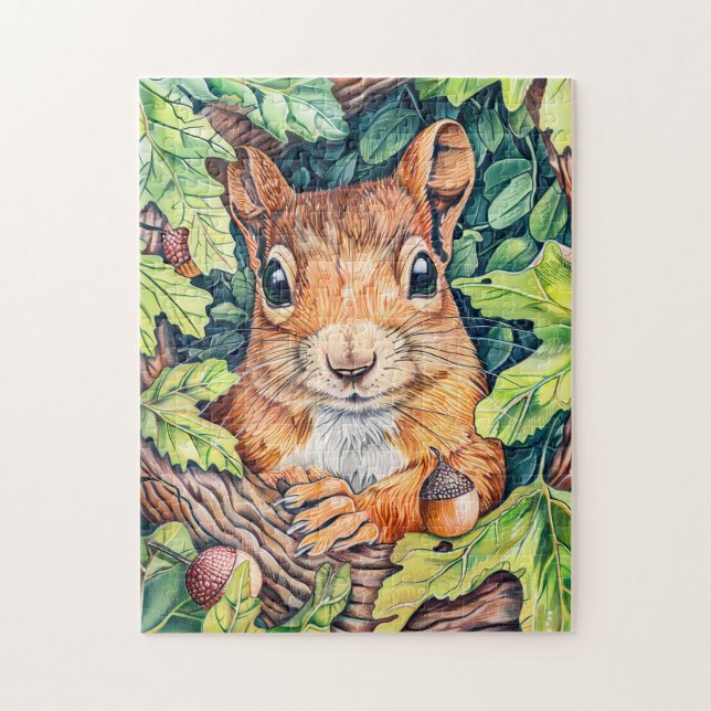 Kleines Eichhörnchen im Eichenbaum (Vertikal)