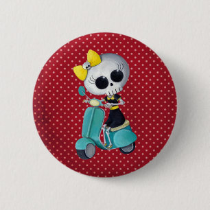 Kleines Fräulein Death auf Roller Button