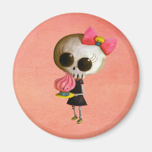 Kleines Fräulein Death mit kleinem Kuchen Magnet