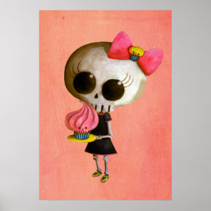Kleines Fräulein Death mit kleinem Kuchen Poster