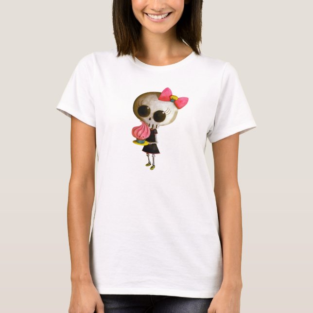 Kleines Fräulein Death mit kleinem Kuchen T-Shirt (Vorderseite)