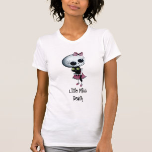 Kleines Fräulein Death mit schwarzer Katze T-Shirt