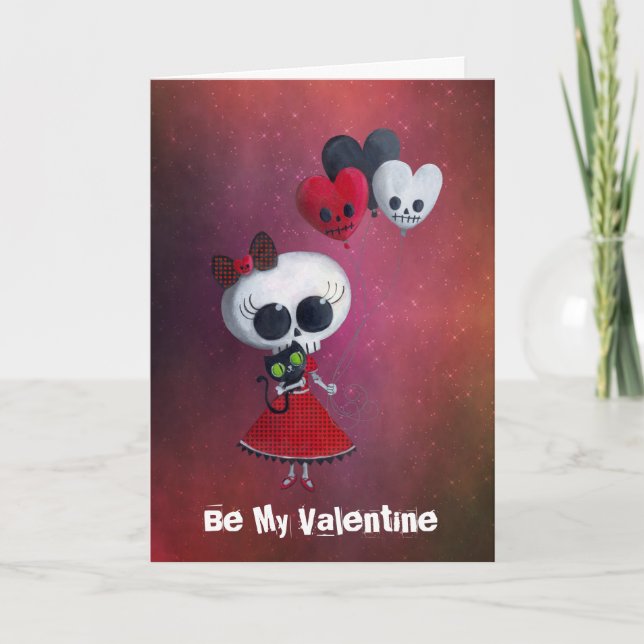 Kleines Fräulein Death Valentine Feiertagskarte (Vorderseite)